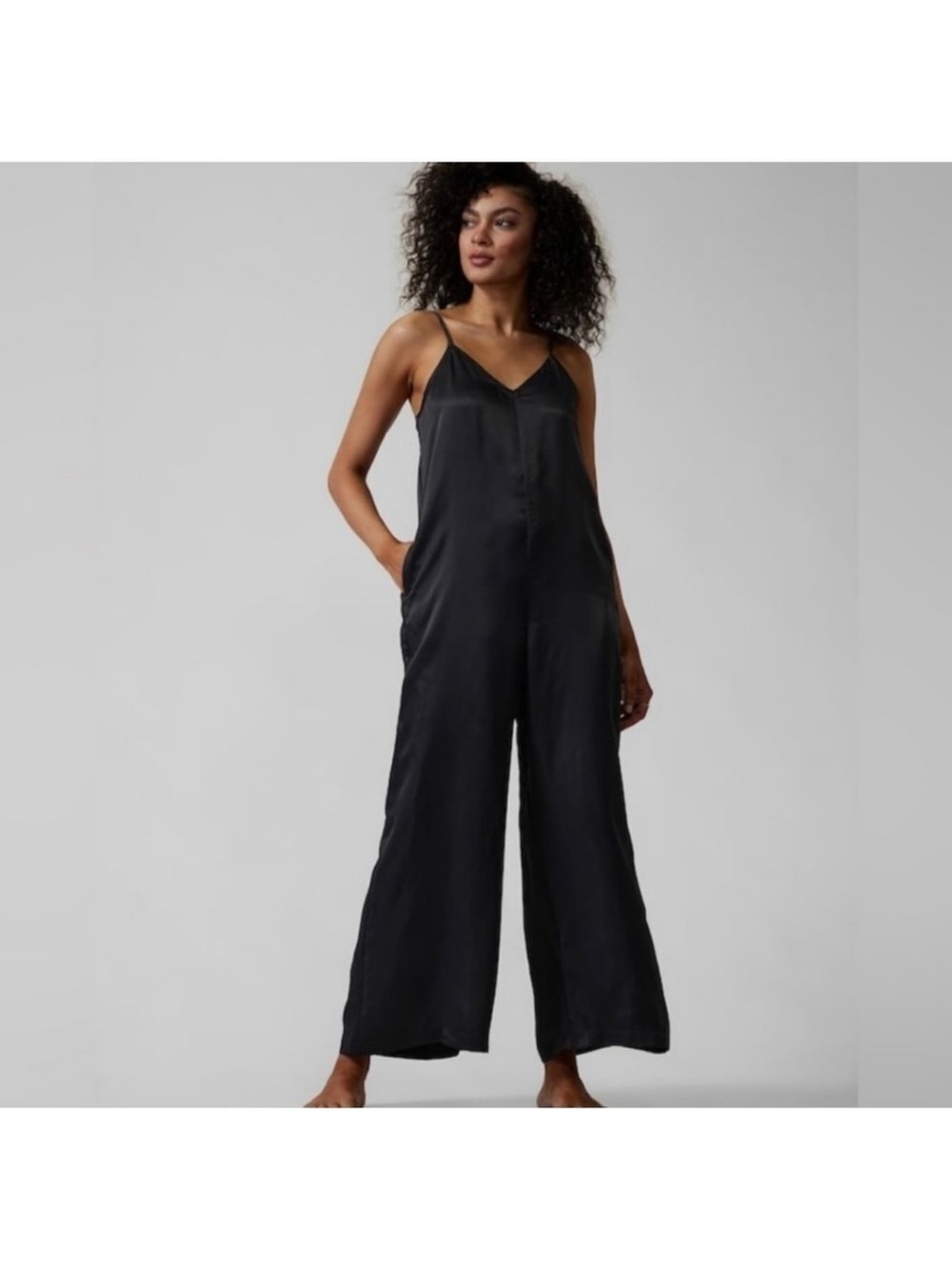 Athleta calm and cool black  Wide-Leg romper